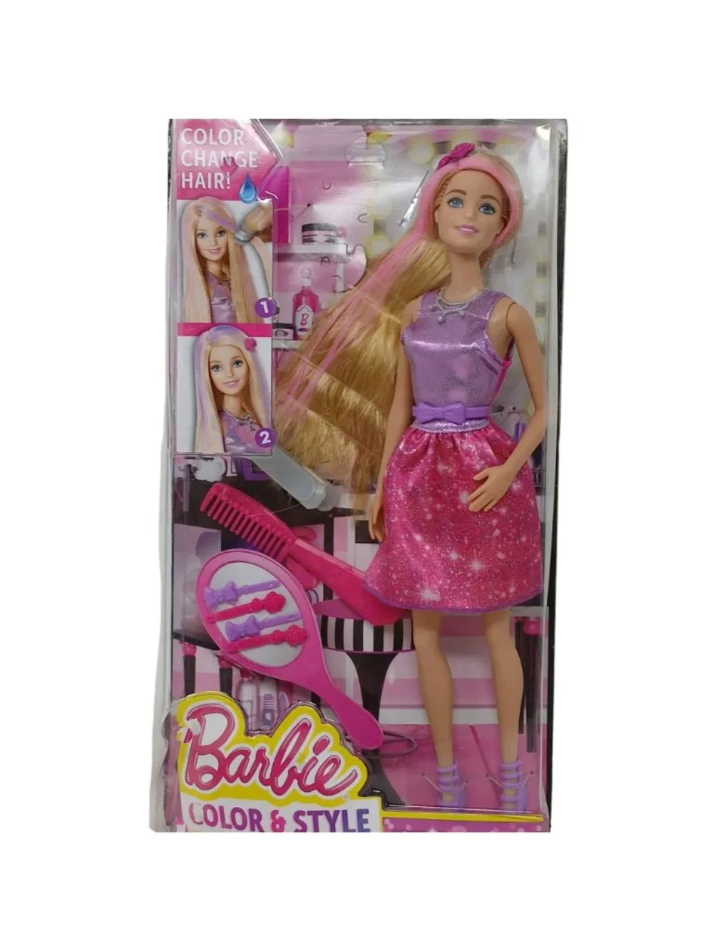 Barbie Color & Style Long Hair Changes Color w Styling Tool CFN47  #D-13